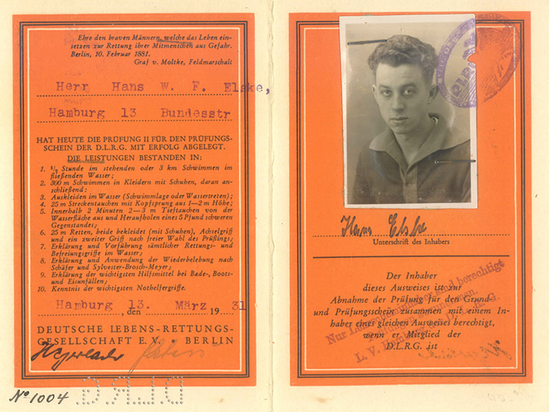 DLRG Prüfungs - Ausweis von 1931